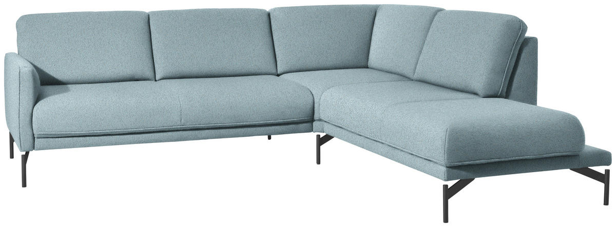 ECKSOFA in Flachgewebe, Struktur Hellblau  254/230 cm  - Anthrazit/Hellblau, Design, Textil/Metall (254/230cm) - Johann Jakob