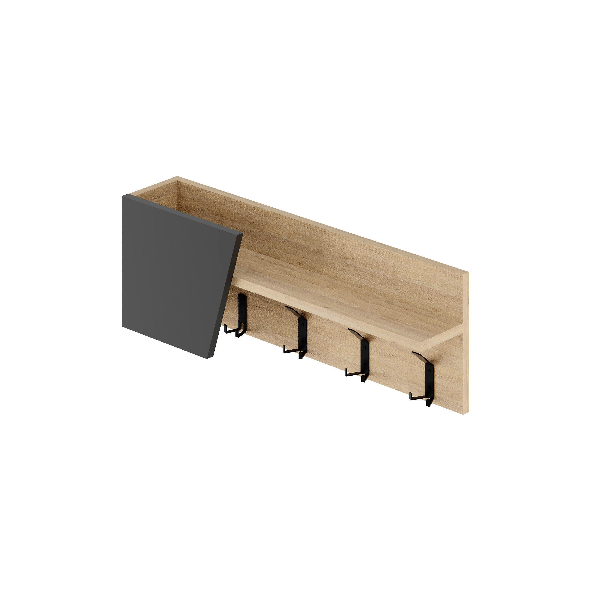WANDGARDEROBE - Eichefarben/Anthrazit, Design, Holzwerkstoff/Metall (74/26/15.7cm) - Livetastic