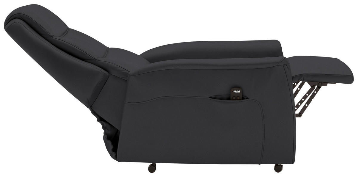 FERNSEHSESSEL Valdera  mit Relaxfunktion, Aufstehhilfe, Rücken echt Echtleder Anthrazit  - Anthrazit/Schwarz, KONVENTIONELL, Leder/Kunststoff (70/107/88cm) - Livetastic