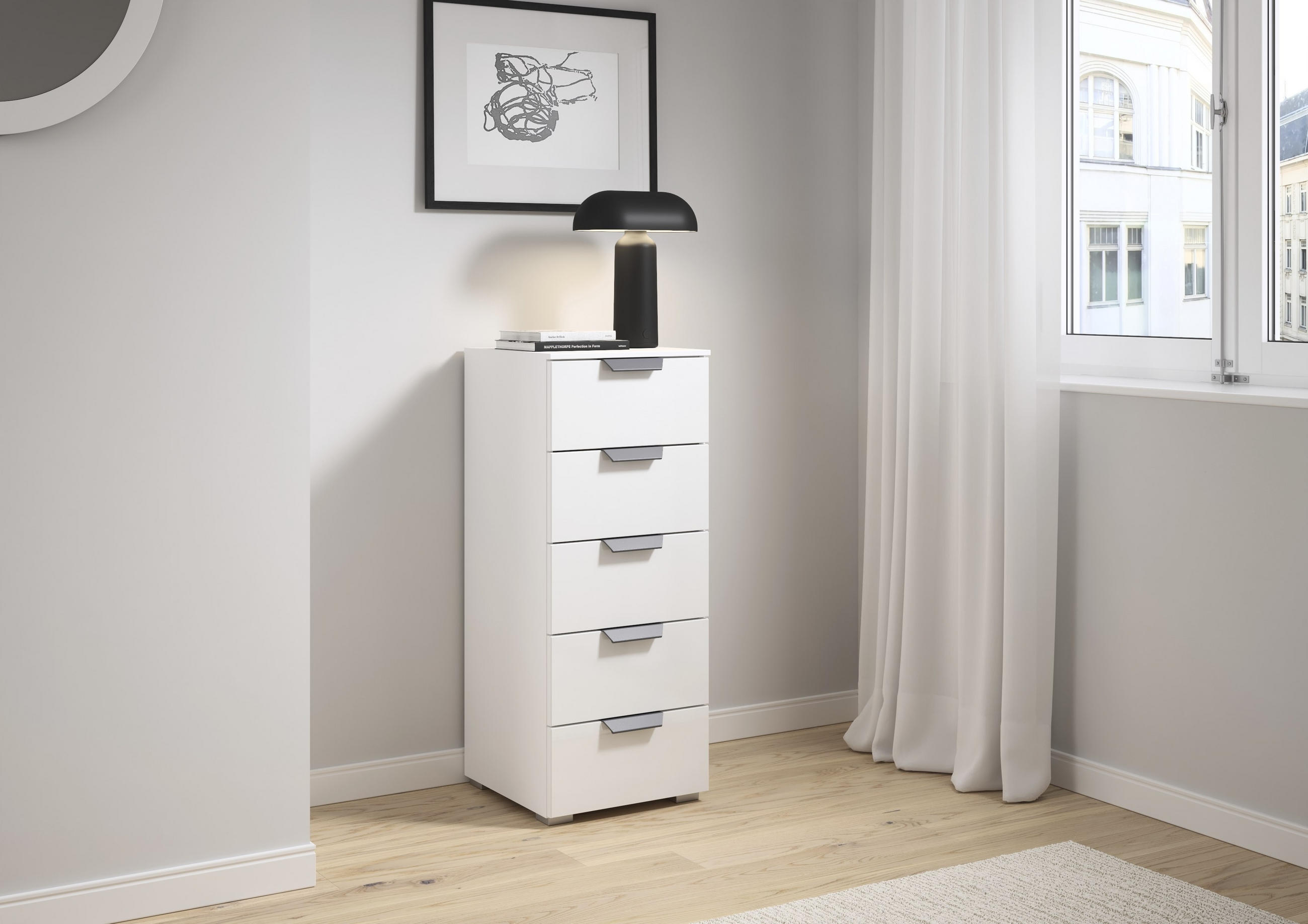 KOMMODE  in 40/100/35 cm  - Dunkelgrau/Weiß, Design, Glas/Holzwerkstoff (40/100/35cm) - Carryhome