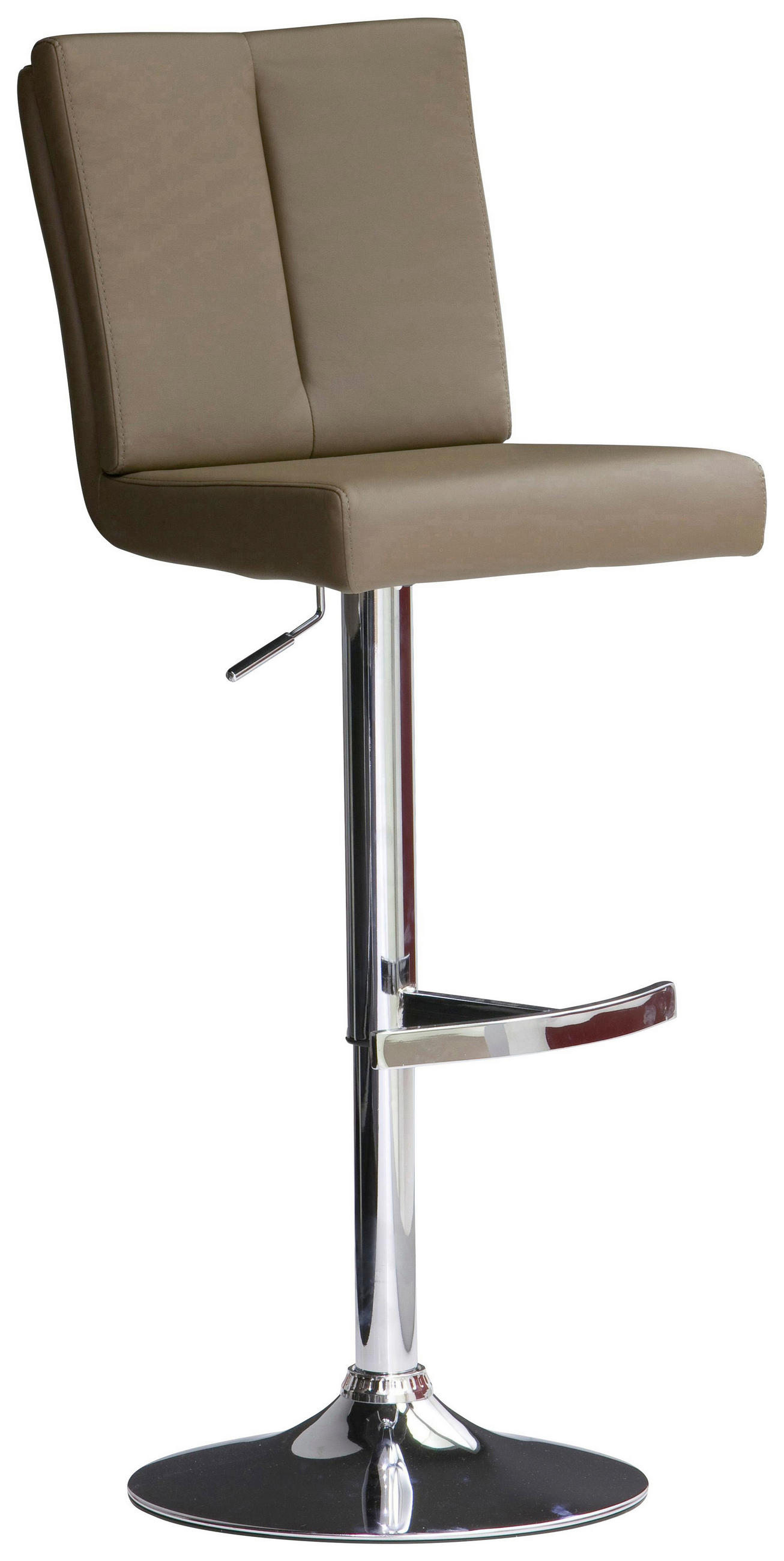 Barhocker in Metall, Textil Braun, Edelstahlfarben