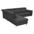ECKSOFA in Echtleder Anthrazit  - Anthrazit/Alufarben, Design, Leder/Metall (239/271cm) - Cantus
