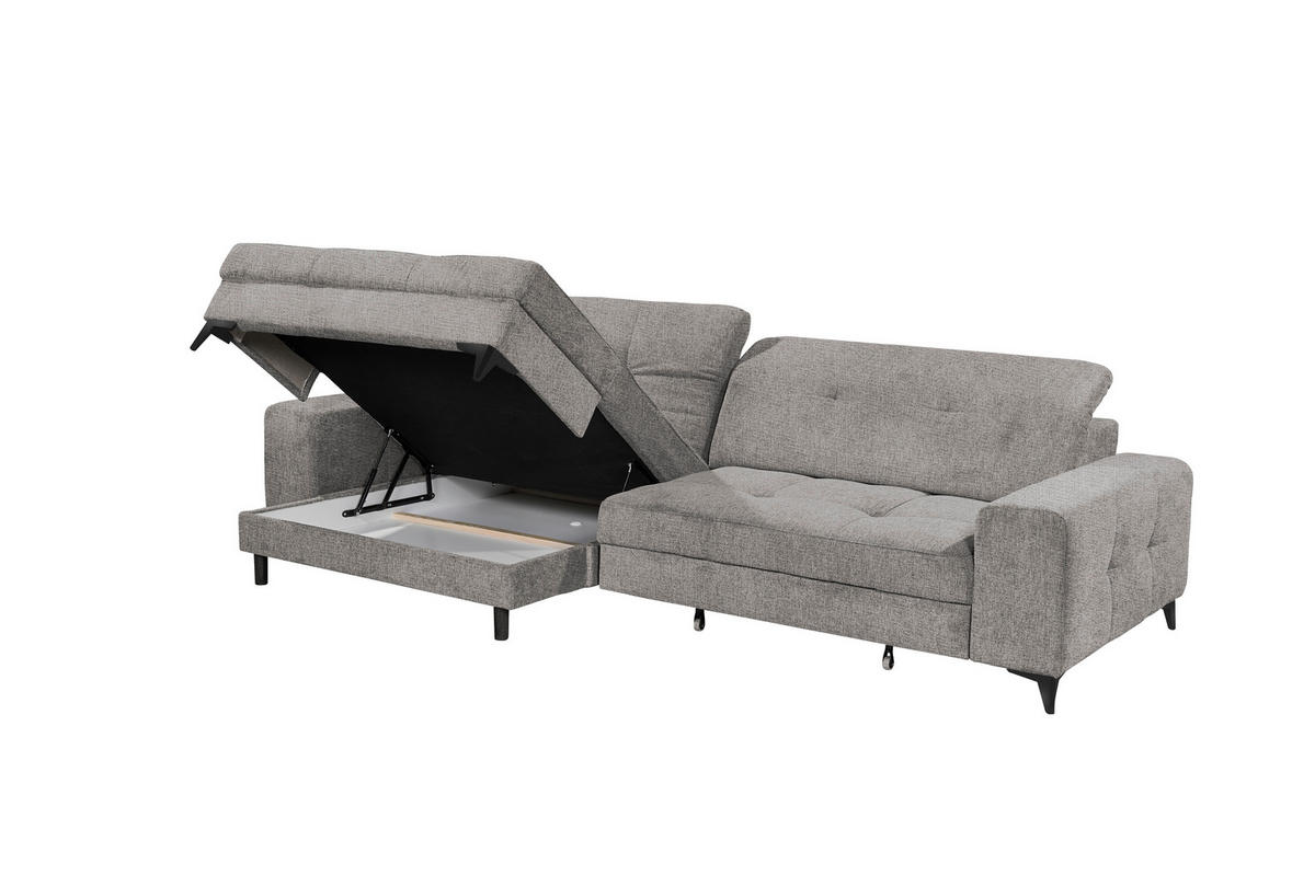 ECKSOFA Chenille Grau  - Schwarz/Grau, Design, Kunststoff/Textil (182/328cm) - MID.YOU