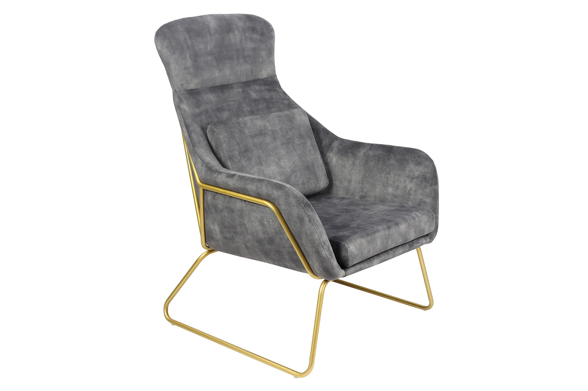 SESSEL in Samt, Velours Grau  - Messingfarben/Grau, MODERN, Textil/Metall (73/102/80cm) - Livetastic