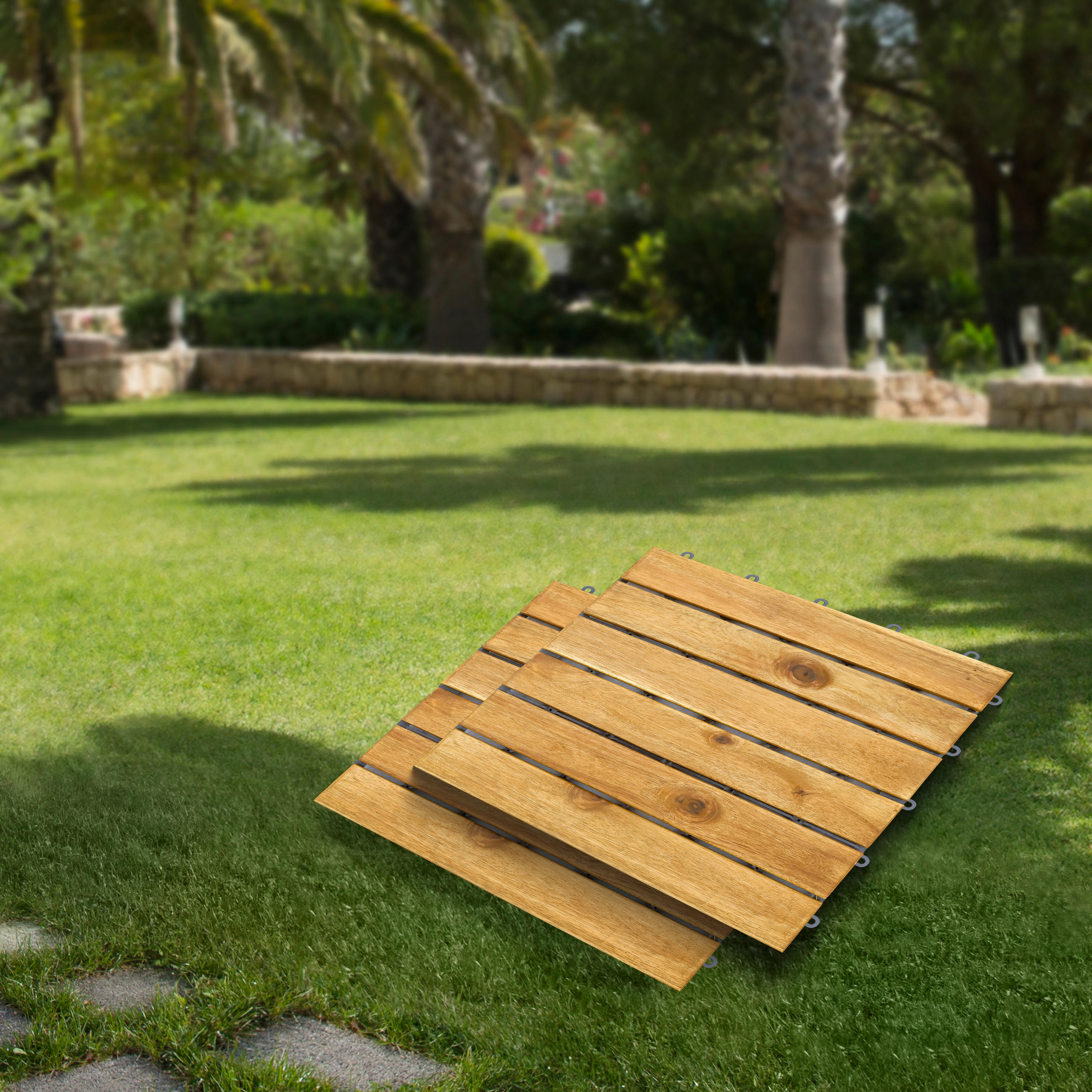 TERRASSENFLIESE Akazie Uno 15 Stück  - Braun/Akaziefarben, KONVENTIONELL, Holz/Kunststoff (30/30/2,4cm) - Ambia Garden