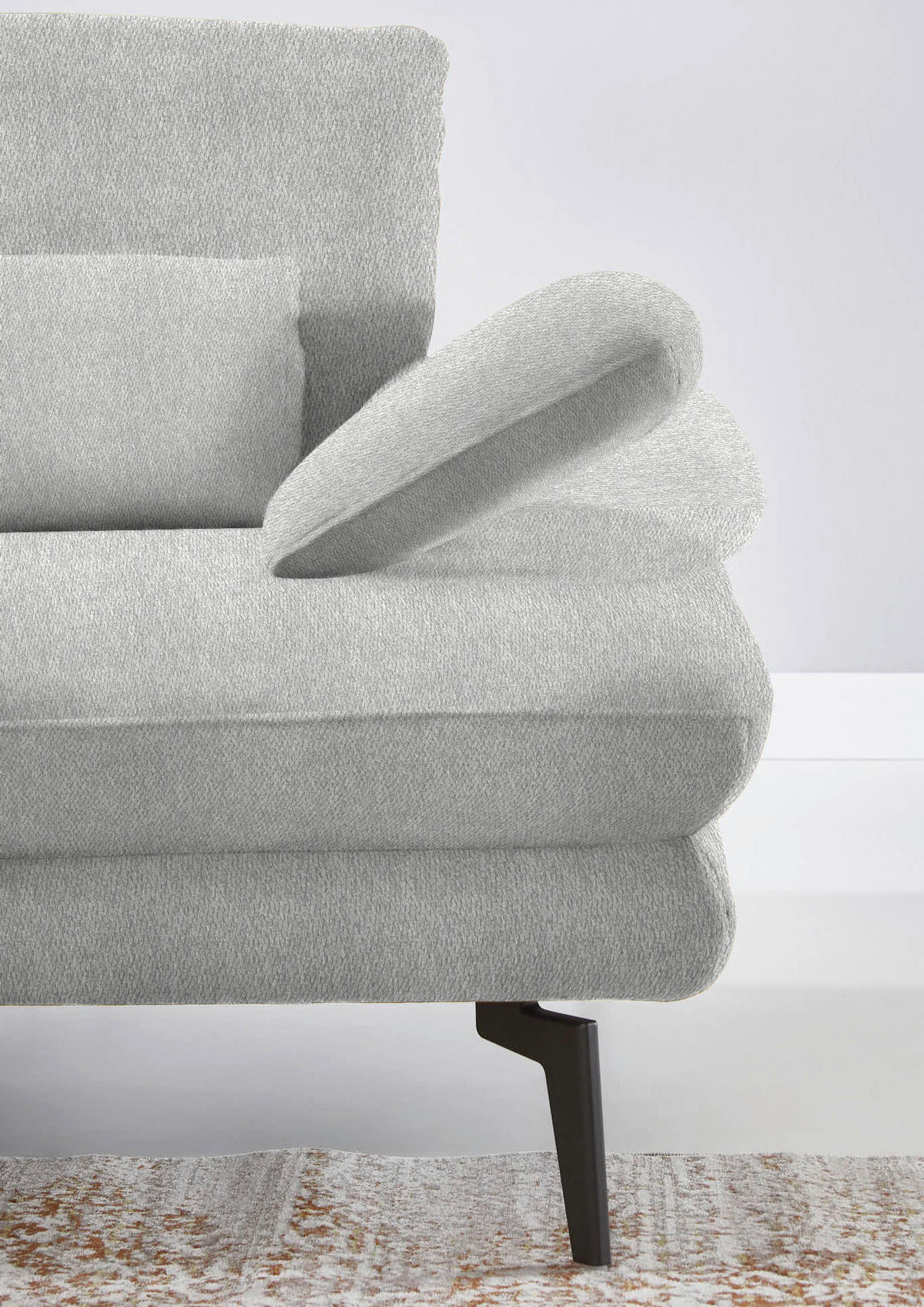 ECKSOFA in Chenille Ecru  - Ecru/Schwarz, Design, Textil/Metall (180/310cm) - Dieter Knoll