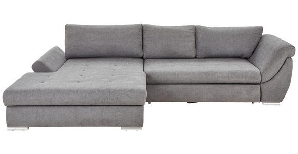 ECKSOFA Grau Flachgewebe  - Silberfarben/Grau, Design, Textil/Metall (174/306cm) - Carryhome