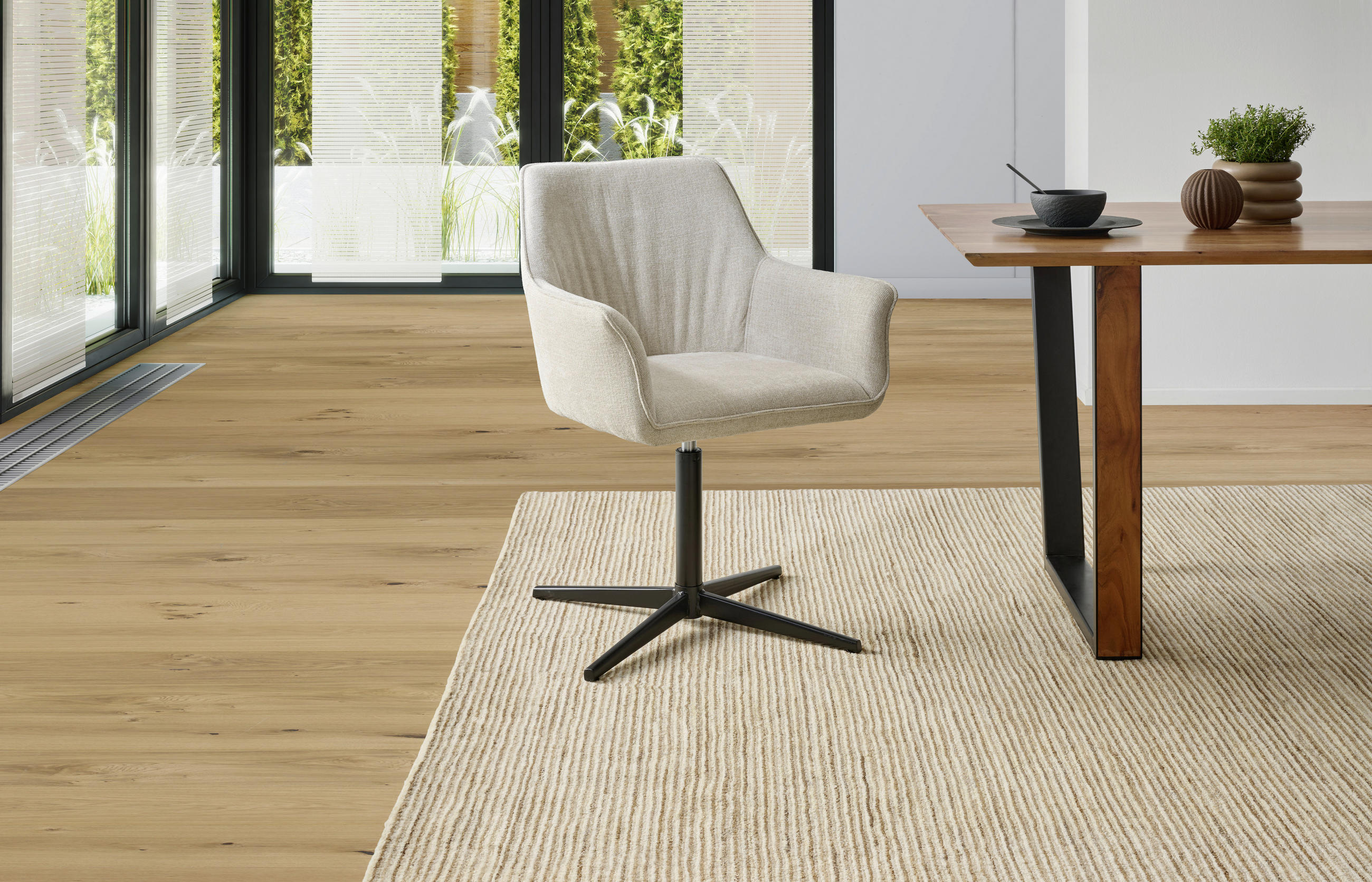 ARMLEHNSTUHL  in Eisen Leinenoptik  - Beige/Schwarz, KONVENTIONELL, Holz/Textil (60/86.5/61cm) - MID.YOU