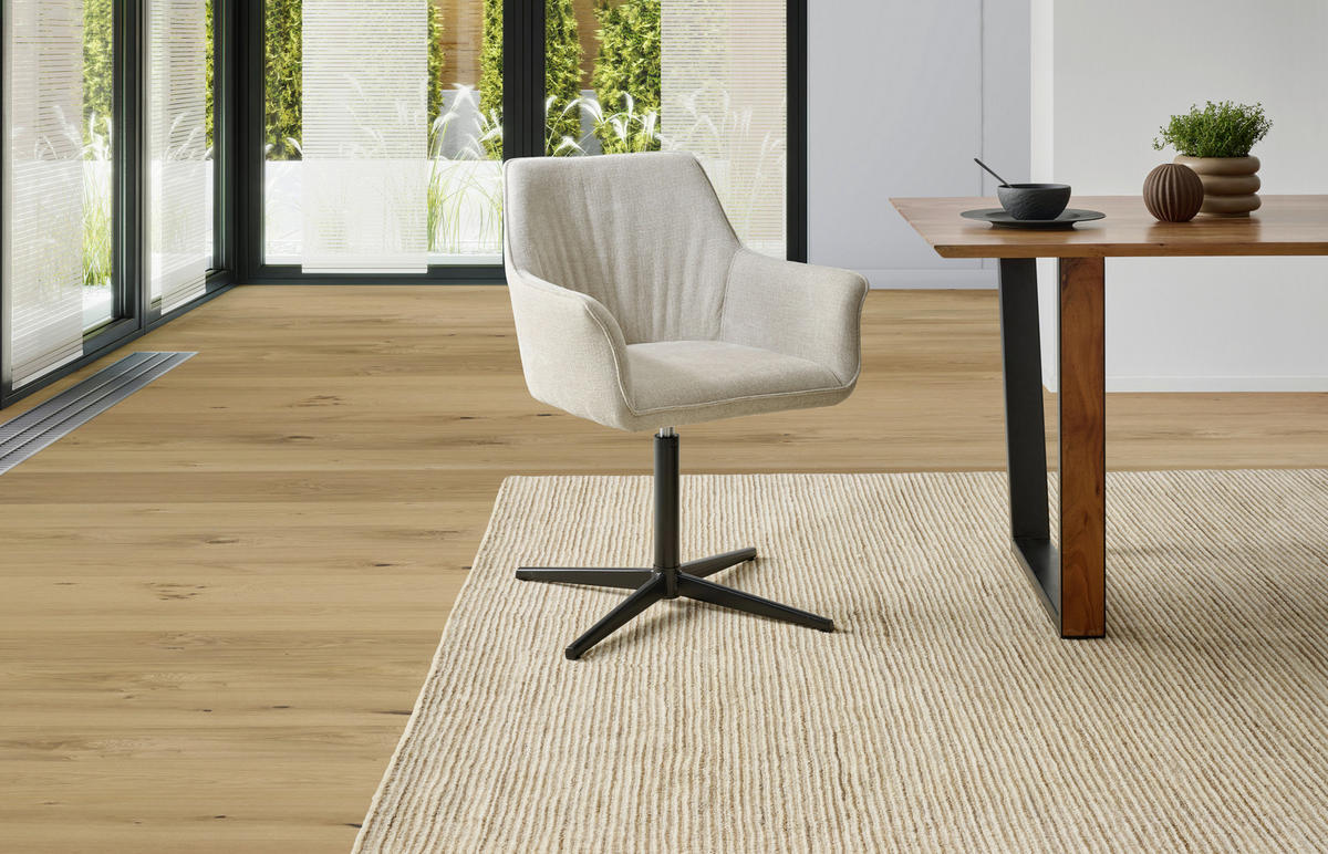 ARMLEHNSTUHL  in Eisen Leinenoptik  - Beige/Schwarz, KONVENTIONELL, Holz/Textil (60/86.5/61cm) - MID.YOU