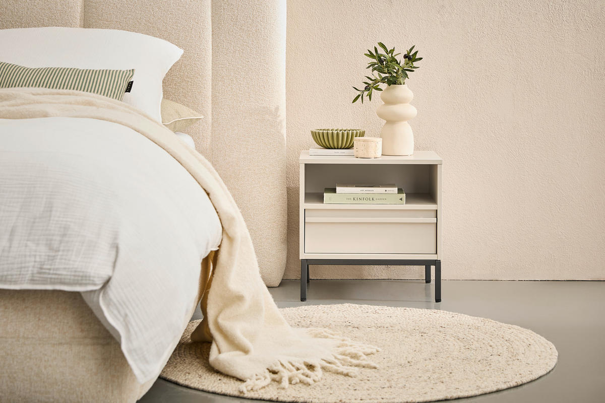 NACHTTISCH 50/51/40 cm  Schwarz, Hellgrau  - Hellgrau/Schwarz, Design, Holz/Holzwerkstoff (50/51/40cm) - Xora