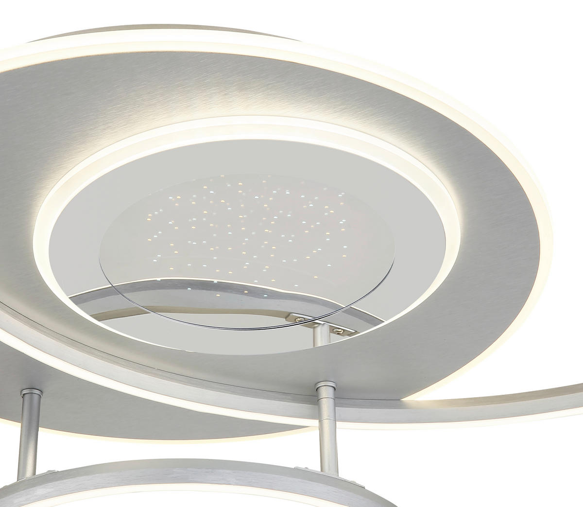 LED-DECKENLEUCHTE Johnson 116,6/86,4/13 cm  - Silberfarben/Opal, Design, Kunststoff/Metall (116,6/86,4/13cm) - Globo