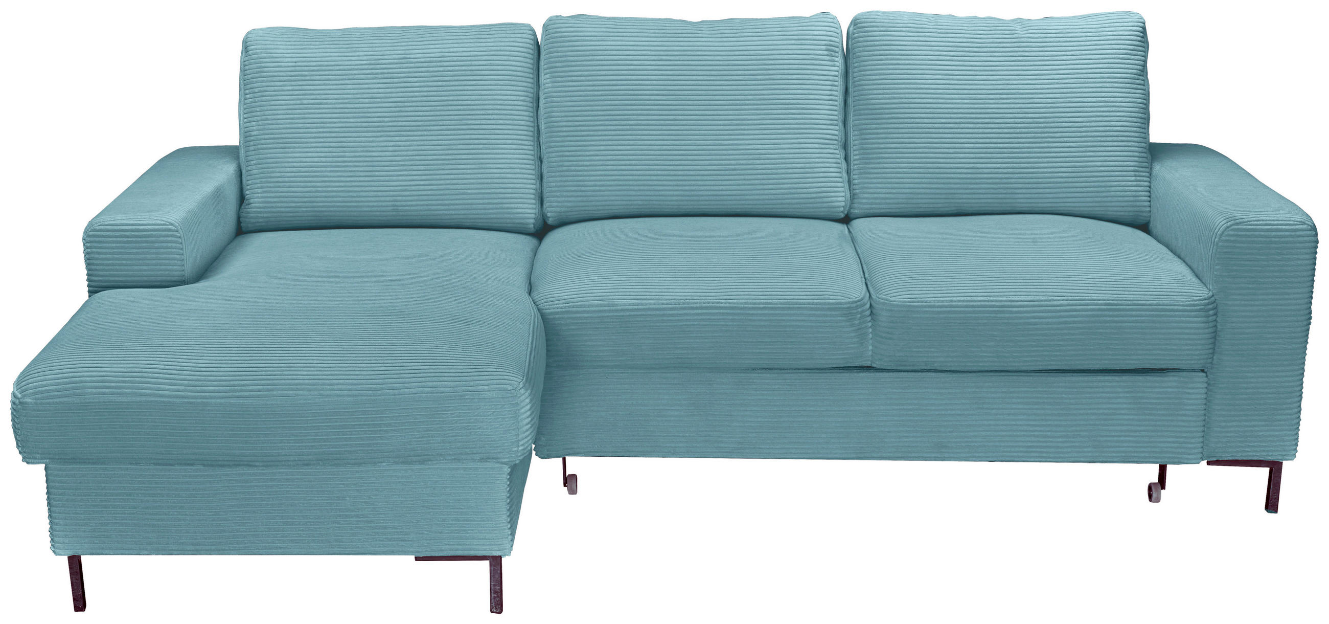 ECKSOFA Türkis Cord  - Türkis/Schwarz, KONVENTIONELL, Textil/Metall (150/240cm) - Carryhome