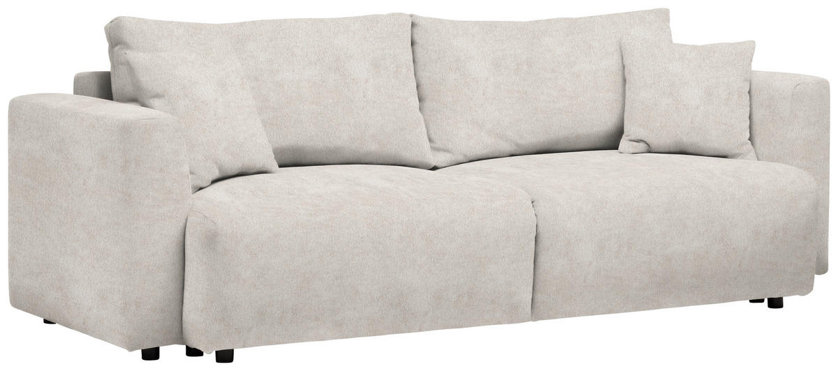 SCHLAFSOFA in Velours Creme  - Creme/Schwarz, Design, Kunststoff/Textil (250/92/105cm) - Carryhome