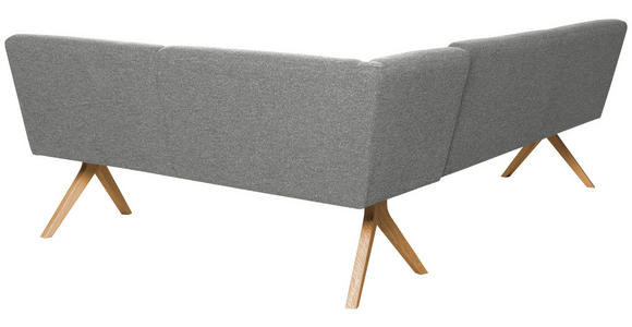 ECKBANK 218/172 cm Webstoff Grau Eiche vollmassiv   - Eichefarben/Grau, KONVENTIONELL, Holz/Textil (218/172cm) - Linea Natura