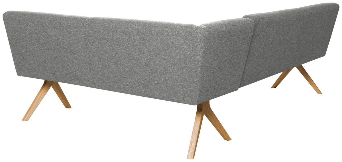 ECKBANK 218/172 cm Webstoff Grau Eiche vollmassiv   - Eichefarben/Grau, KONVENTIONELL, Holz/Textil (218/172cm) - Linea Natura
