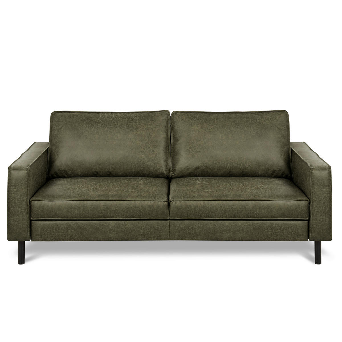 3-SITZER-SOFA Echtleder Lederlook Grün  - Schwarz/Grün, Design, Leder/Textil (188/85/92cm) - Livetastic