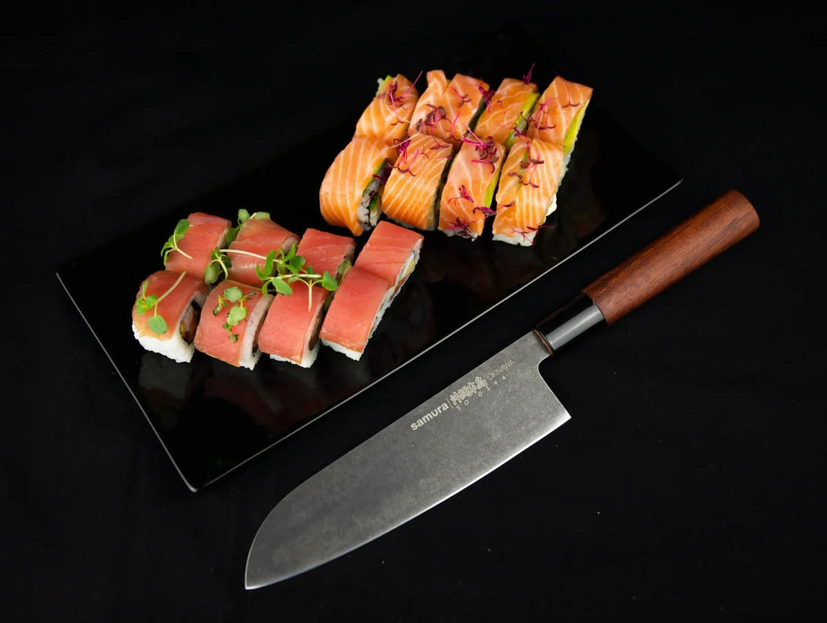 NOŽ SANTOKU  Okinawa 33/4,7/2,3 cm           nerjaveče jeklo - črna, Basics, kovina/les (33/4,7/2,3cm) - Samura