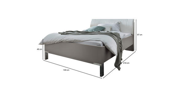 BETT 140/200 cm  in Grau, Weiß  - Chromfarben/Weiß, KONVENTIONELL, Holzwerkstoff/Textil (140/200cm) - Dieter Knoll