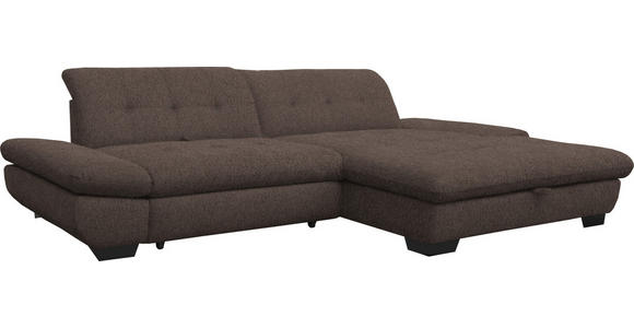 ECKSOFA in Mikrofaser Hellbraun  - Hellbraun/Schwarz, Design, Textil/Metall (290/198cm) - Xora