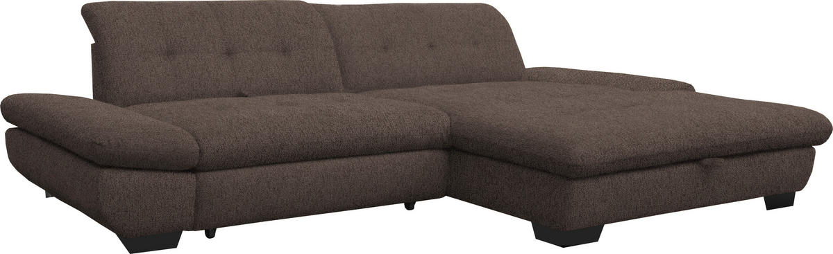 ECKSOFA in Mikrofaser Hellbraun  - Hellbraun/Schwarz, Design, Textil/Metall (290/198cm) - Xora