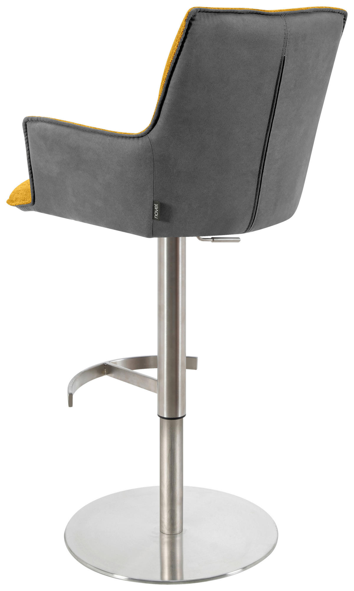 BARHOCKER in Holz, Metall, Textil Gelb, Schwarz, Edelstahlfarben  - Edelstahlfarben/Gelb, Design, Holz/Textil (56/100/56cm) - Novel