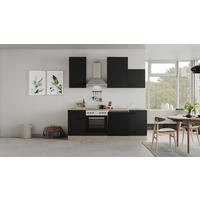 KUCHYŇSKÁ LINKA CAPRI 220 - černá/barvy dubu, Moderní, kov/kompozitní dřevo (220cm) - FlexWell