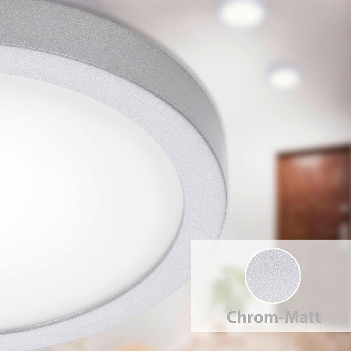 AUFBAULEUCHTE 30/3,2 cm   - Chromfarben/Weiß, Design, Kunststoff/Metall (30/3,2cm) - Globo