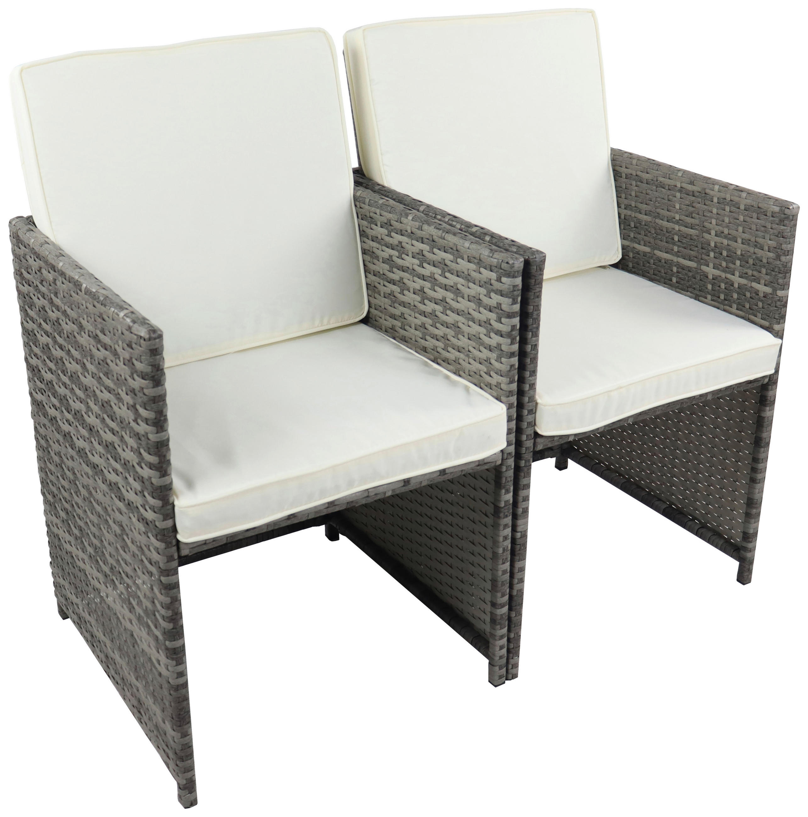 GARTENSESSEL-SET Stahl Grau  - Weiß/Grau, MODERN, Kunststoff/Textil (53/84/53cm) - Ambia Garden
