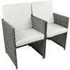 GARTENSESSEL-SET Stahl Grau  - Weiß/Grau, MODERN, Kunststoff/Textil (53/84/53cm) - Ambia Garden