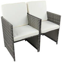 TRÄDGÅRDSSTOLAR SET i metall, plast, textil grå  - vit/grå, Modern, metall/textil (53/84/53cm) - Ambia Garden