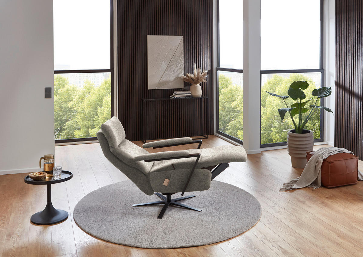 RELAXSESSEL in Textil Beige  - Beige/Schwarz, Design, Textil/Metall (68/117/85cm) - Cantus