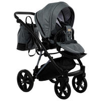 KINDERWAGENSET Fashion Air  - Schwarz/Grau, Trend, Leder/Textil (105/59/105cm) - Jimmylee