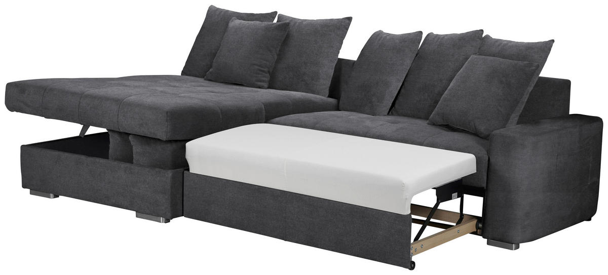 ECKSOFA SALVADOR Dunkelgrau Mikrofaser  - Wengefarben/Dunkelgrau, MODERN, Holz/Textil (164/293cm) - MID.YOU