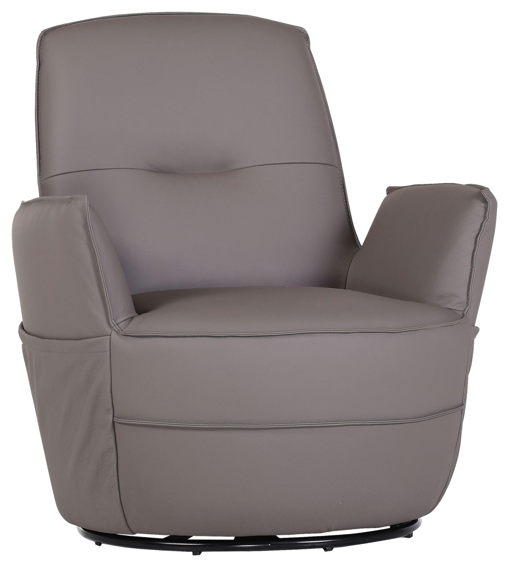 BIG SESSEL drehbar Echtleder Dunkelbraun    - Dunkelbraun/Schwarz, Design, Leder/Metall (83/90/85cm) - Landscape
