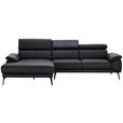 ECKSOFA in Echtleder Schwarz  - Schwarz, Design, Leder/Metall (187/295cm) - Novel