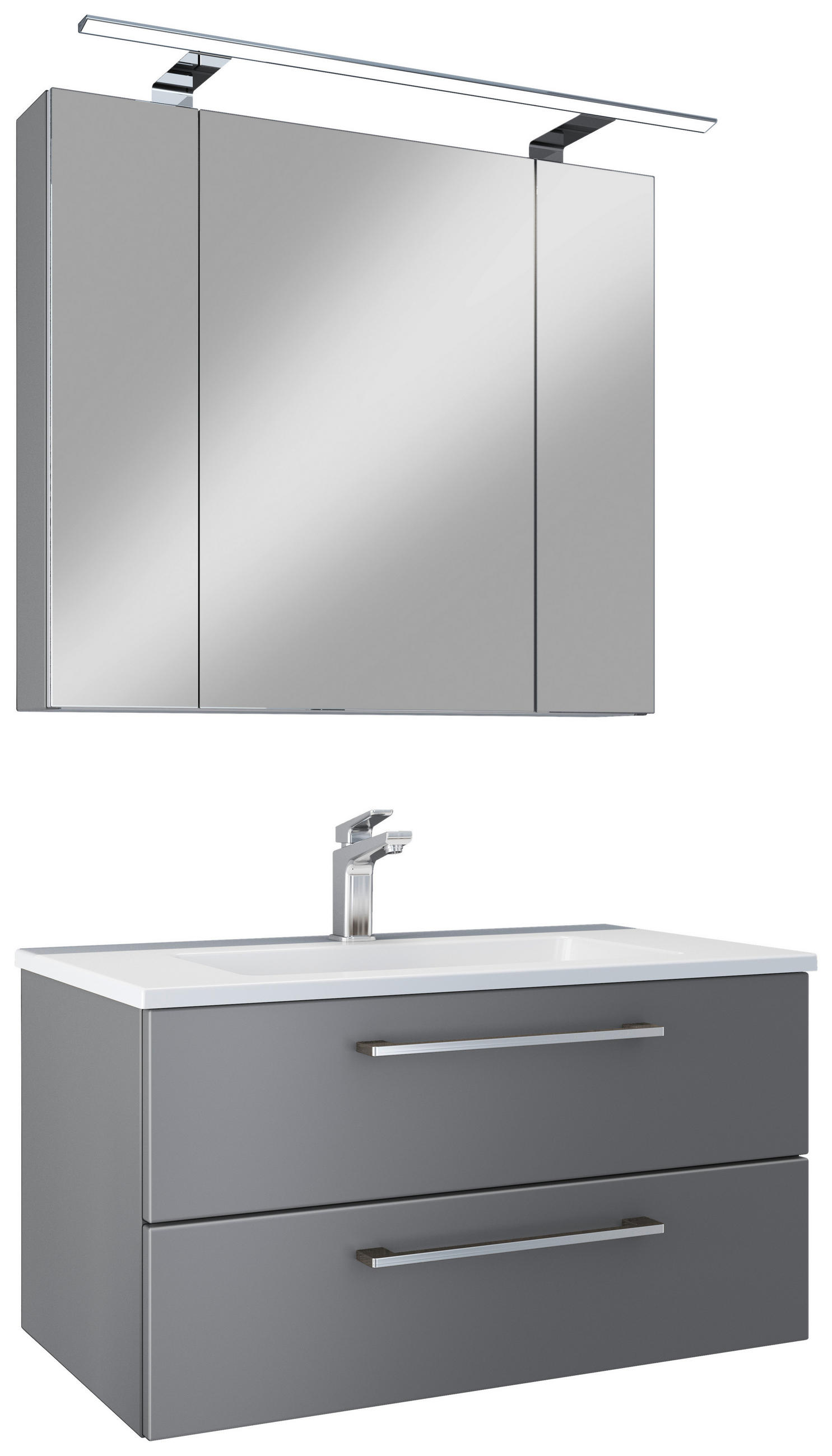 BADEZIMMER 4-teilig in 82,2 cm - Chromfarben/Weiß, Basics, Glas/Keramik (82,2cm)