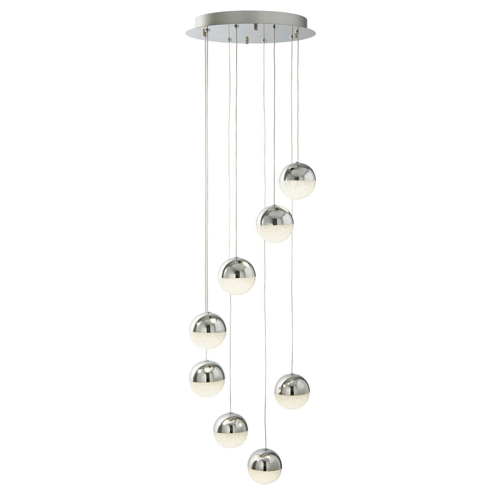 LED-HÄNGELEUCHTE Marbles 35/35/155 cm   - Chromfarben/Klar, MODERN, Glas/Textil (35/35/155cm) - Searchlight