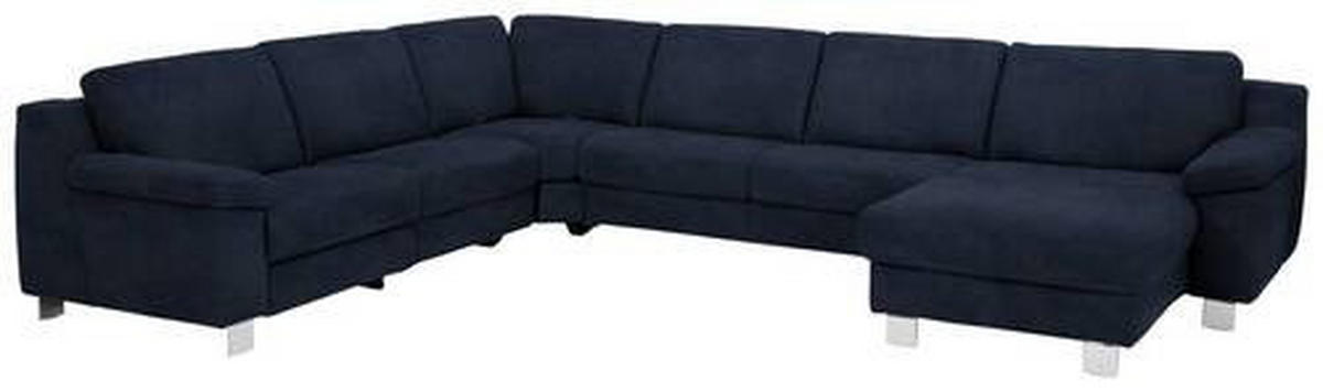 WOHNLANDSCHAFT in Mikrofaser Blau  - Chromfarben/Blau, Design, Textil/Metall (278/364/166cm) - Valdera