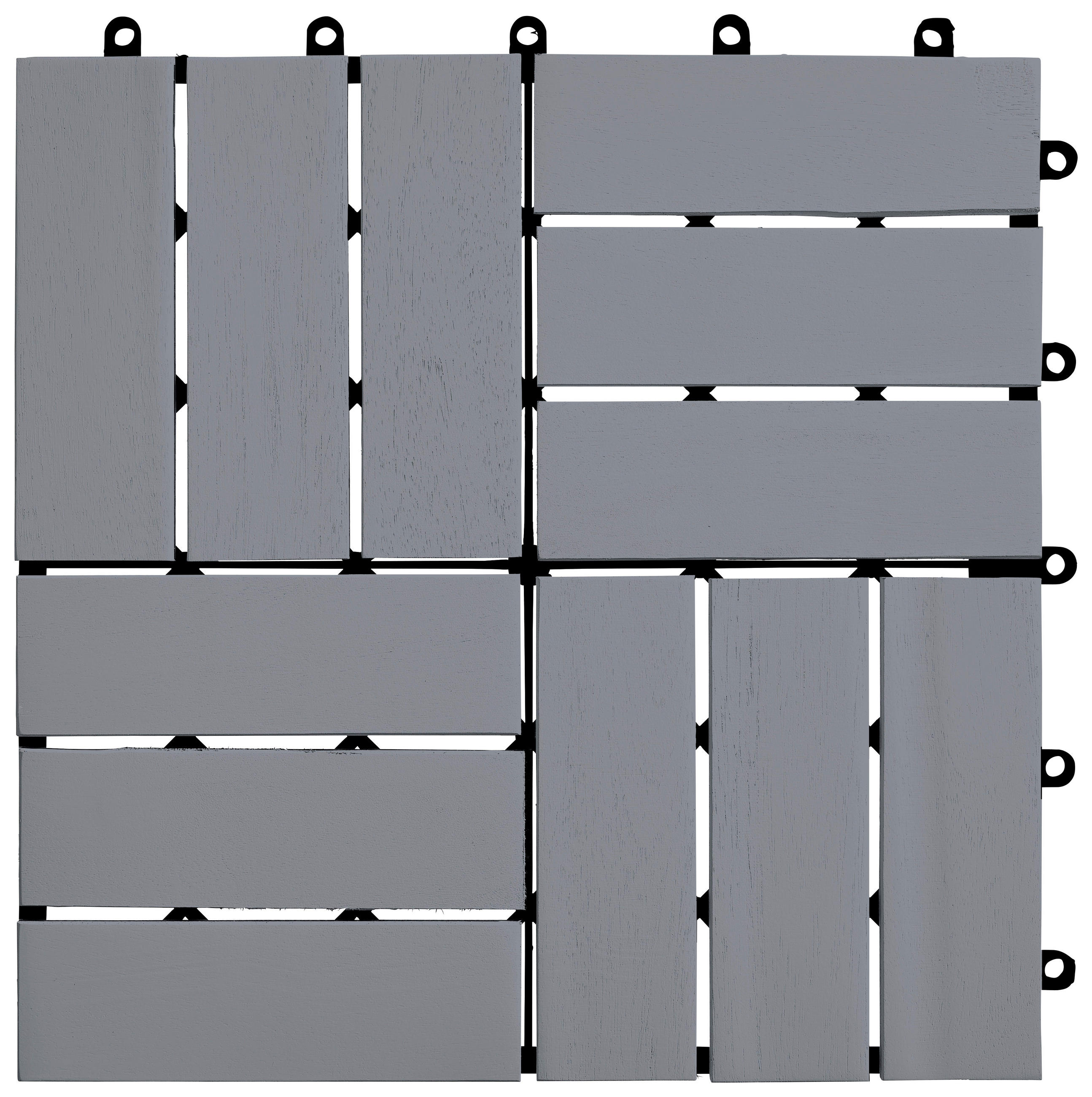 TERRASSENFLIESE 10 Stück - Schwarz/Grau, Design, Holz/Kunststoff (30/30/2,4cm) - Ambia Garden