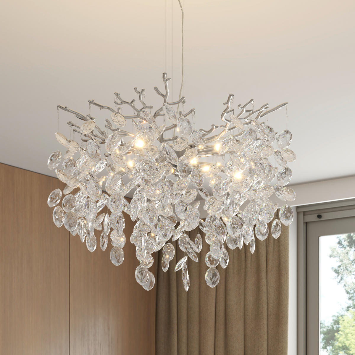 ZÁVĚSNÉ SVÍTIDLO, 60/150 cm  - čiré, Design, kov/sklo (60/150cm) - Glandor