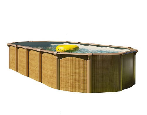 Schwimmbecken Oval Wood Braun mit Leiter L: 730 cm