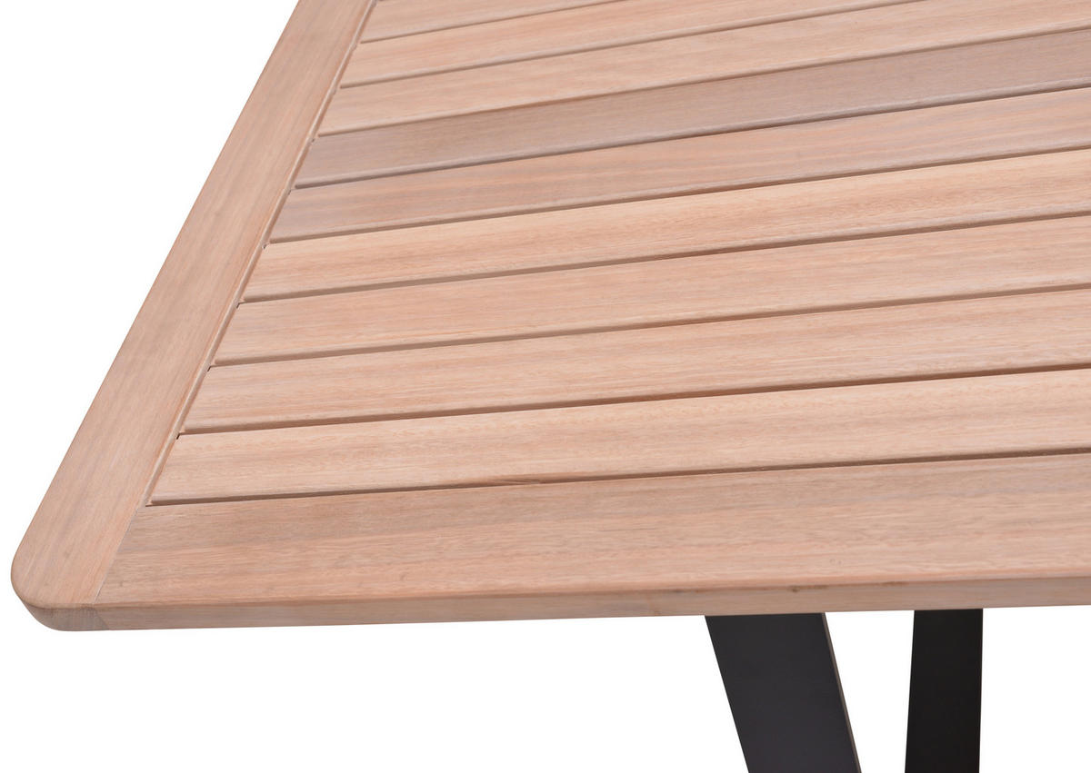 GARTENTISCH 208/89/74 cm Metall rechteckig  - Schwarz/Teakfarben, Design, Holz/Metall (208/89/74cm) - Ambia Garden