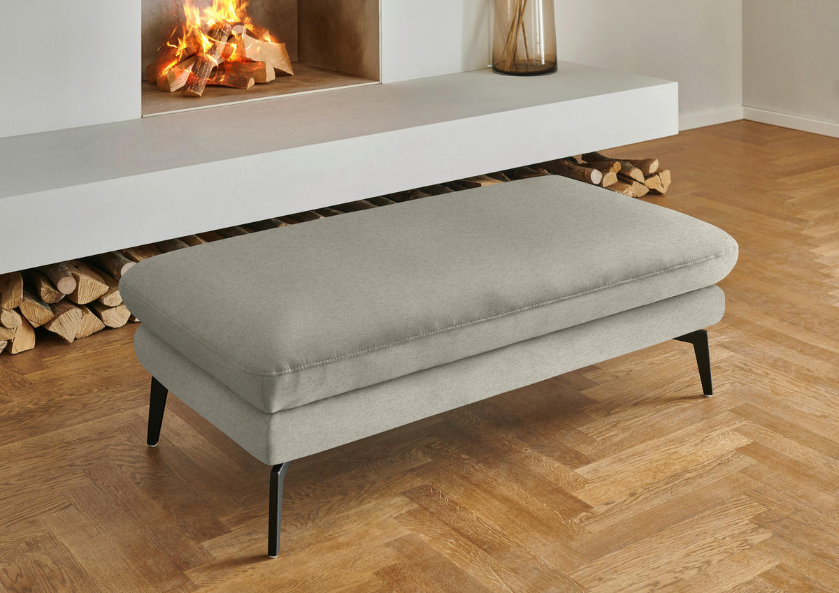 WOHNLANDSCHAFT  in Chenille, Flachgewebe Greige  - Greige/Schwarz, Design, Textil/Metall (208/344/180cm) - Dieter Knoll