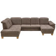 WOHNLANDSCHAFT in Mikrofaser Graubraun  - Wildeiche/Graubraun, KONVENTIONELL, Holz/Textil (243/343/185cm) - Voleo