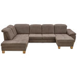WOHNLANDSCHAFT in Mikrofaser Graubraun  - Wildeiche/Graubraun, KONVENTIONELL, Holz/Textil (243/343/185cm) - Voleo