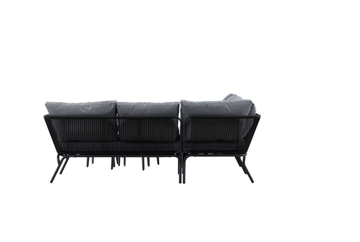 DINING-LOUNGESET Aluminium  - Schwarz/Grau, KONVENTIONELL, Textil/Metall - Gardenson