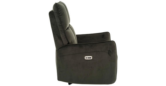 RELAXSESSEL Samt Relaxfunktion, Rücken echt    - Schwarz/Grün, Design, Textil/Metall (76/109/87cm) - Carryhome