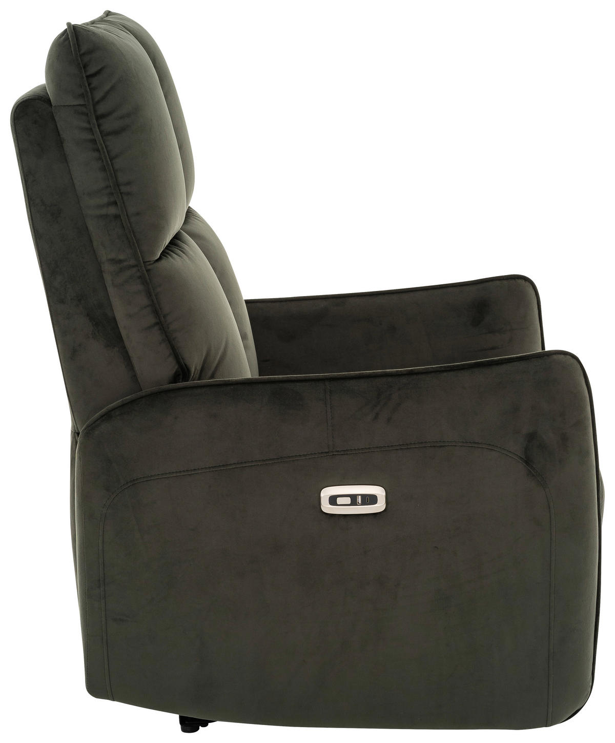 RELAXSESSEL Samt Relaxfunktion, Rücken echt    - Schwarz/Grün, Design, Textil/Metall (76/109/87cm) - Carryhome