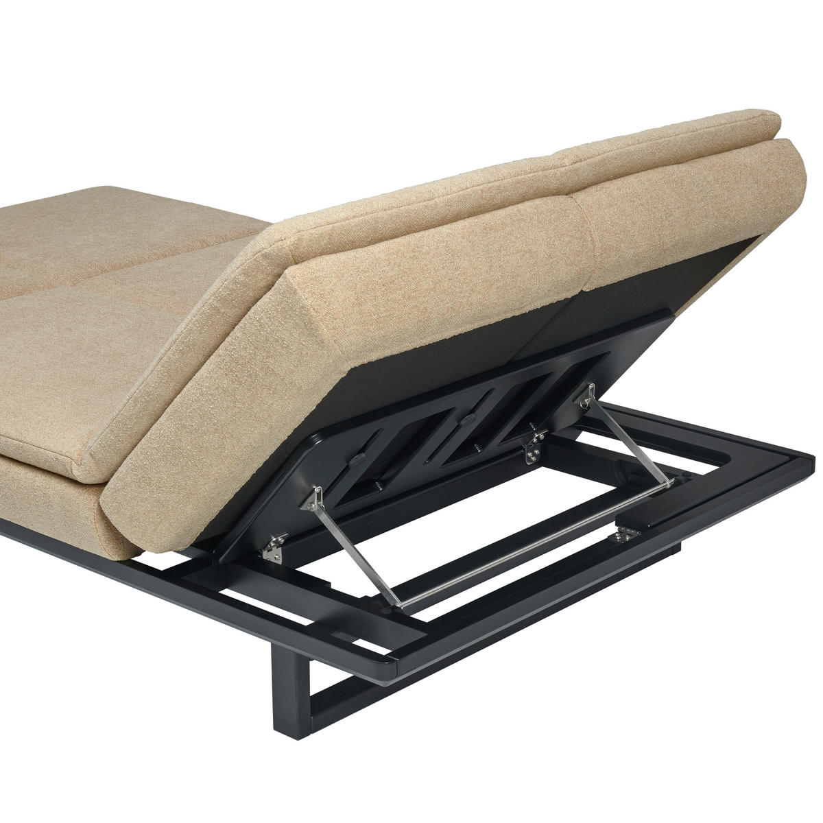 SCHLAFSOFA  in Flachgewebe Beige  - Beige/Schwarz, Design, Holz/Textil (201/80/120cm) - Joka