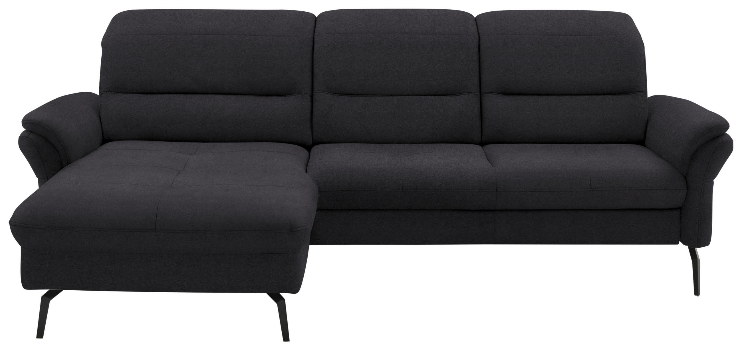 ECKSOFA in Flachgewebe Anthrazit  181/260 cm  - Anthrazit/Schwarz, KONVENTIONELL, Textil/Metall (181/260cm) - Beldomo Speed